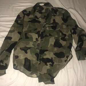 Camo Button Down Blouse